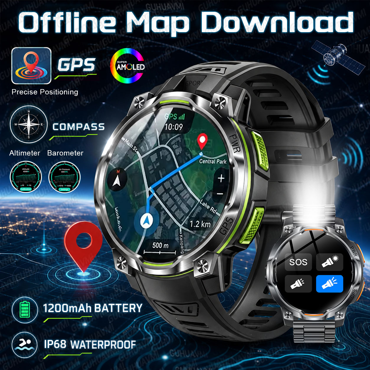 Compass Lensatic - 2026 New Military GPS Smartwatch 1200mAh